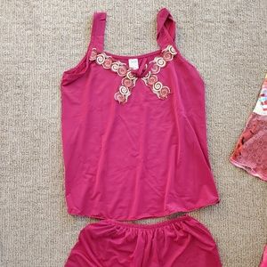 Vietnamese silk pajama set - burgundy red